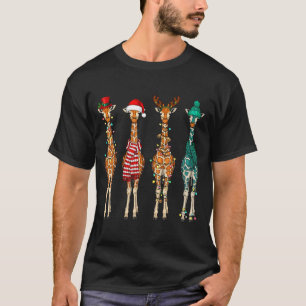 Camiseta Jirafa Navideña Adorable Regalo Divertido Para Ama