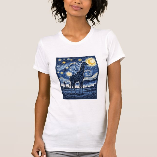 Camiseta Jirafa Noche Estrellada Vintage (Anverso)
