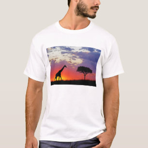 Camiseta Jirafa silueteada al amanecer, Giraffa