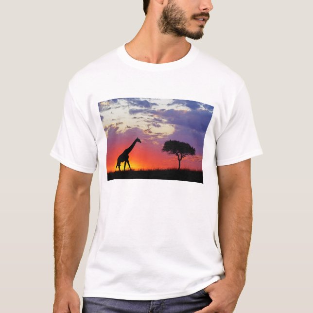 Camiseta Jirafa silueteada al amanecer, Giraffa (Anverso)