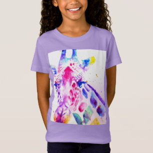 Camiseta Jirafas Acuarela Chicas Regalos Lavanda Morado