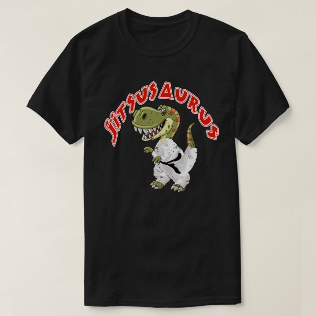 Camiseta Jitsusaurus Funny Jiu Jitsu Trex Black Belt (Diseño del anverso)