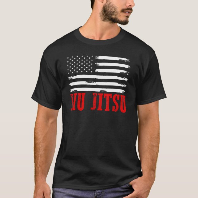 Camiseta Jiu Jitsu Bandera Estadounidense Usa Sports Mma T (Anverso)