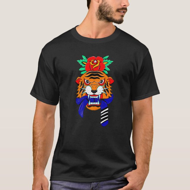 Camiseta Jiu jitsu BJJ Tiger cinturón negro (Anverso)