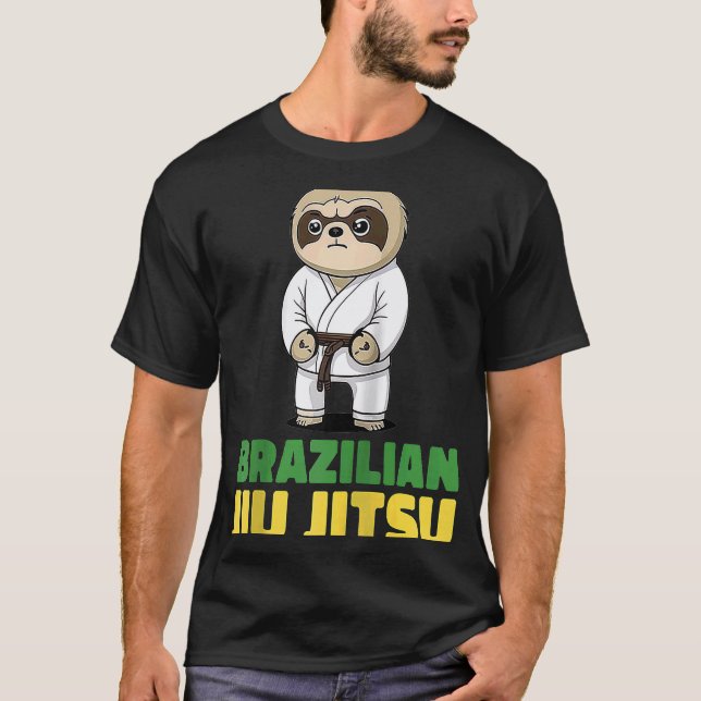 Camiseta Jiu Jitsu Brasileño y Grappling Sloth Raglan (Anverso)