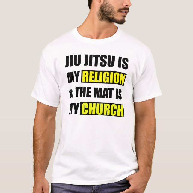 Camiseta Jiu Jitsu es mi religión y la estera es mi iglesia (Anverso)