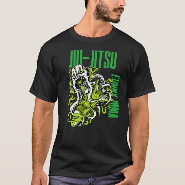 Camiseta Jiu Jitsu Monstruo Espacial Buque de cohete Grappl (Anverso)
