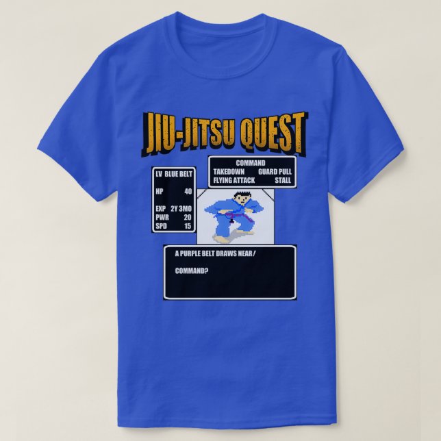 Camiseta Jiu Jitsu Quest BJJ MMA Retro gaming (Diseño del anverso)