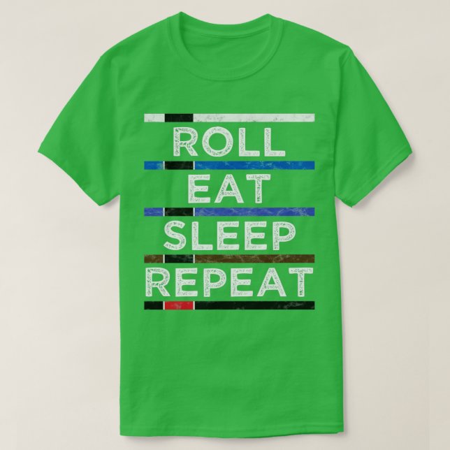 Camiseta Jiu Jitsu Roll Eat Sleep Repeat Trimezcla (Diseño del anverso)