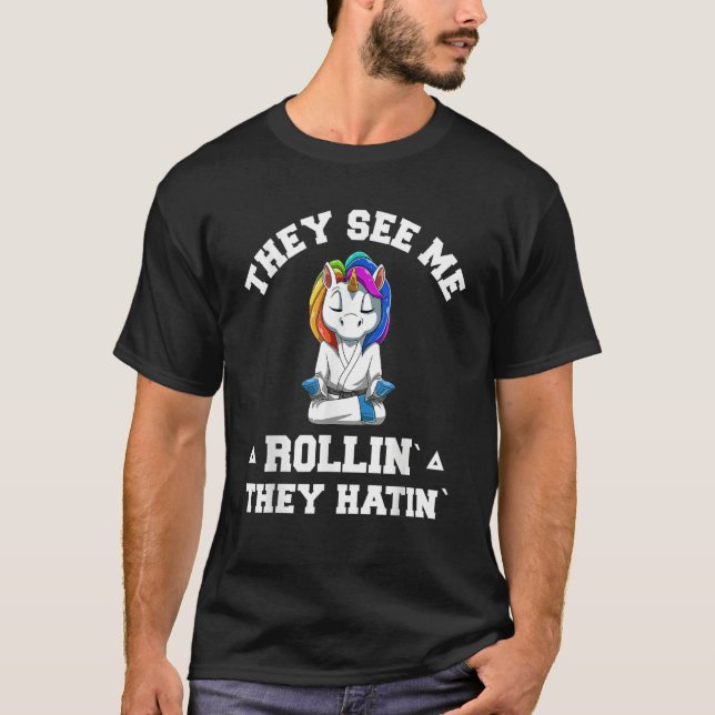Camiseta Jiu Jitsu Rollin BJJ Grappling Unicorn (Anverso)