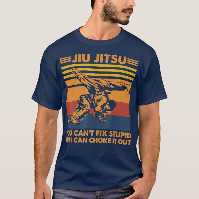 Camiseta Jiu Jitsu You Cant Fix Stupid But I Can Choke It (Anverso)