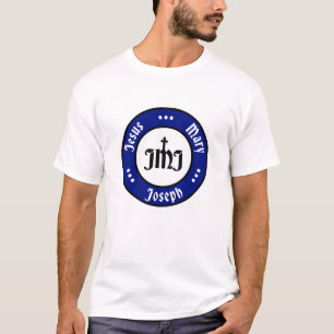 Camiseta JMJ: Jesús, María, Logo de Joseph (Azul)