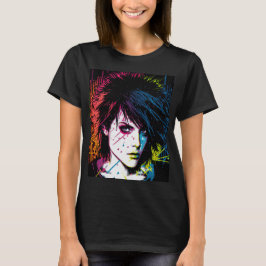 Camiseta Joan Jett Homage Rock Star Rainbow Neon T-Shirt