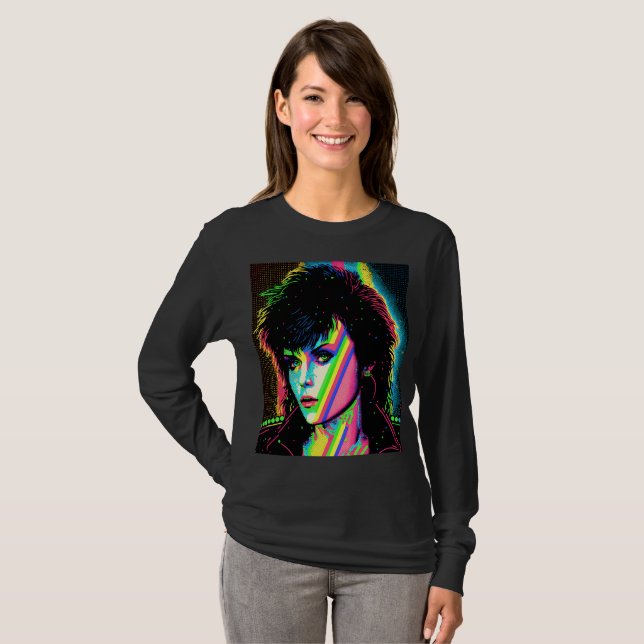 Camiseta Joan Jett Homage Rock Star Rainbow Neon T-Shirt (Anverso completo)
