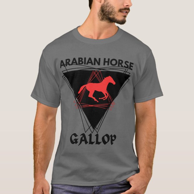 Camiseta Jockey Pony Gray de Stallion de Caballo Árabe (Anverso)
