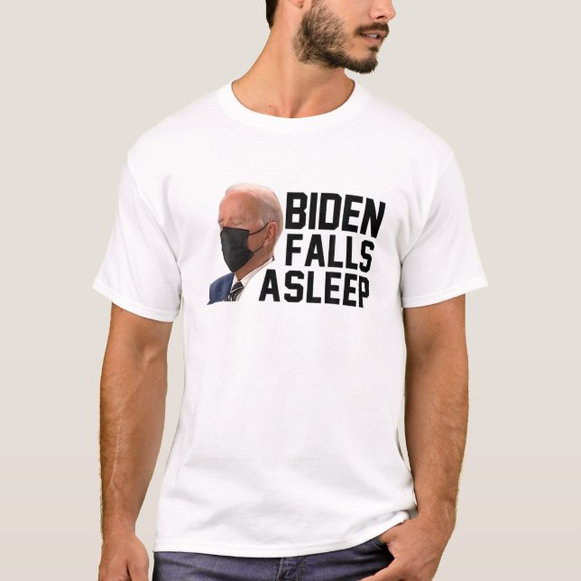Camiseta Joe Biden cae durmiendo Funny Joe Biden durmiendo (Anverso)
