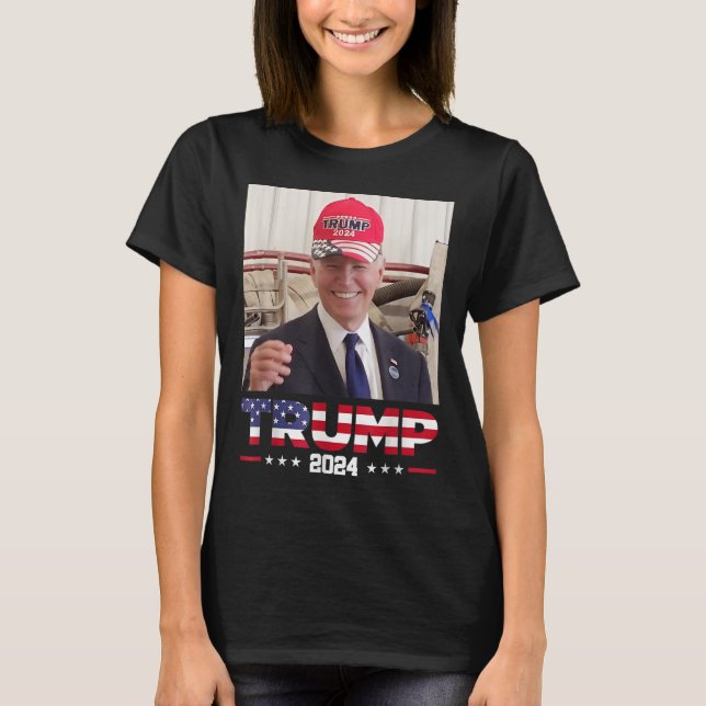 Camiseta Joe Biden Con Un Gorra De Trump (Anverso)