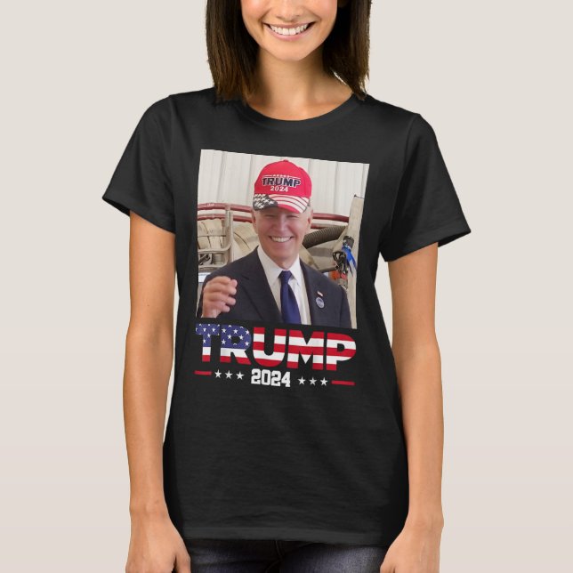 Camiseta Joe Biden Con Un Gorra De Trump (Anverso)