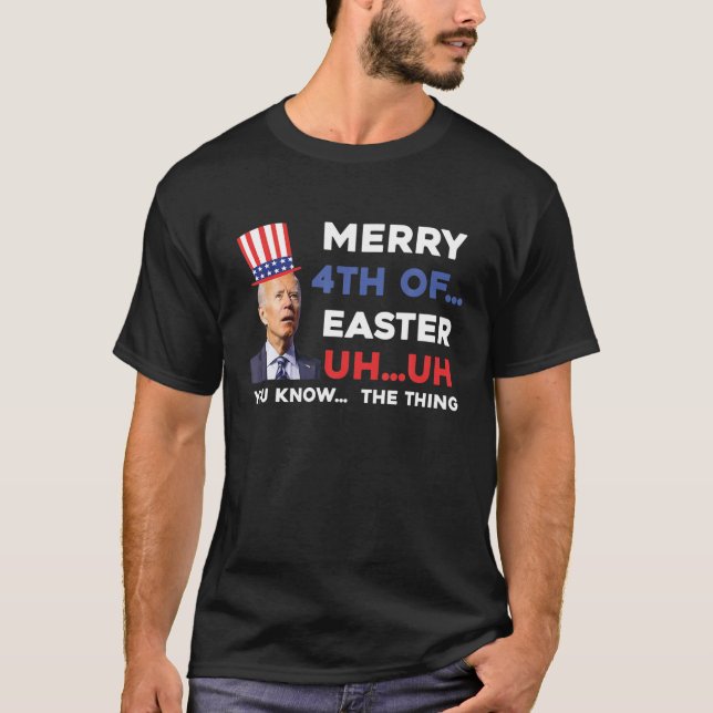 Camiseta Joe Biden Confundió Merry Feliz Gracioso 4 De Juli (Anverso)