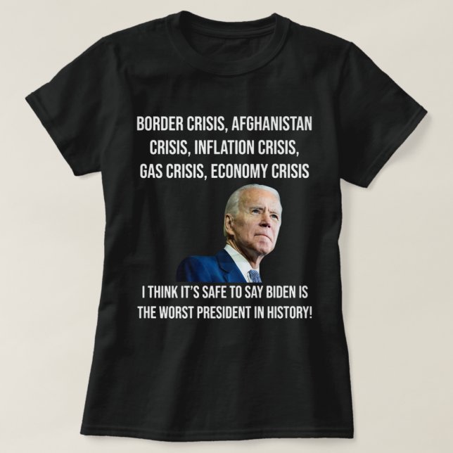 Camiseta Joe Biden El Peor Presidente En La Historia Contra (Diseño del anverso)