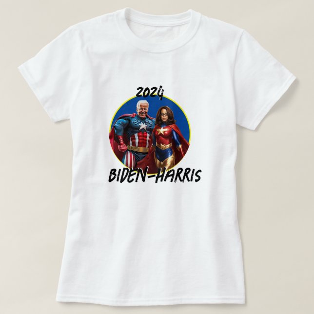Camiseta Joe Biden y Kamala Harris como superhéroes (Diseño del anverso)