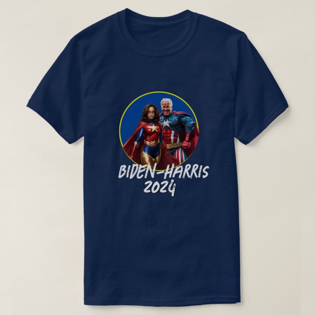 Camiseta Joe Biden y Kamala Harris como superhéroes (Diseño del anverso)