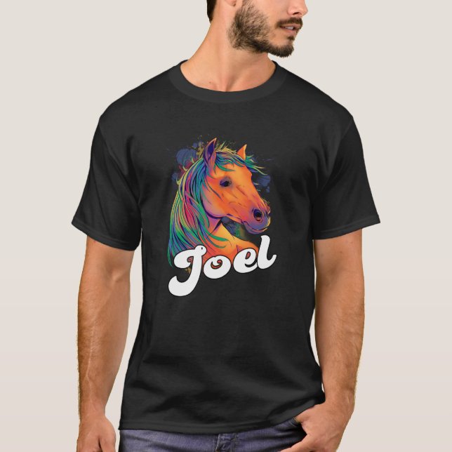 Camiseta JOEL Cute Boy Name con hermoso caballo (Anverso)