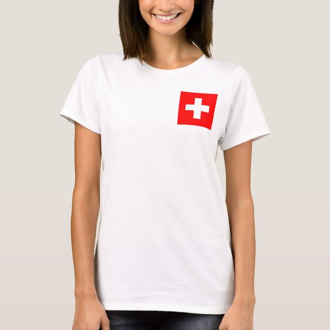 Camiseta Jogger de la flota femenina con bandera de Suiza (Anverso)