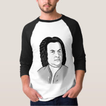 Johann Sebastian Bach cartoon en negro blanco gris