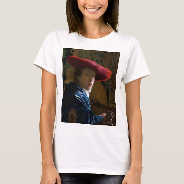 Camiseta Johannes Vermeer - Chica con un Gorra rojo (Anverso)