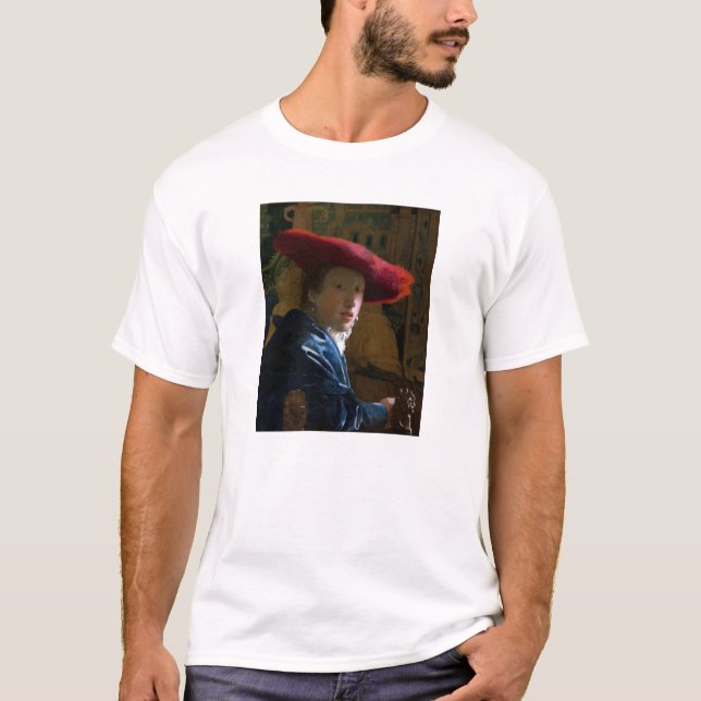 Camiseta Johannes Vermeer - Chica con un Gorra rojo (Anverso)