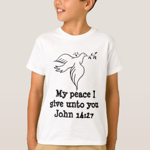 Camiseta John 14:27 Biblia verso Religión Paloma Cristiano