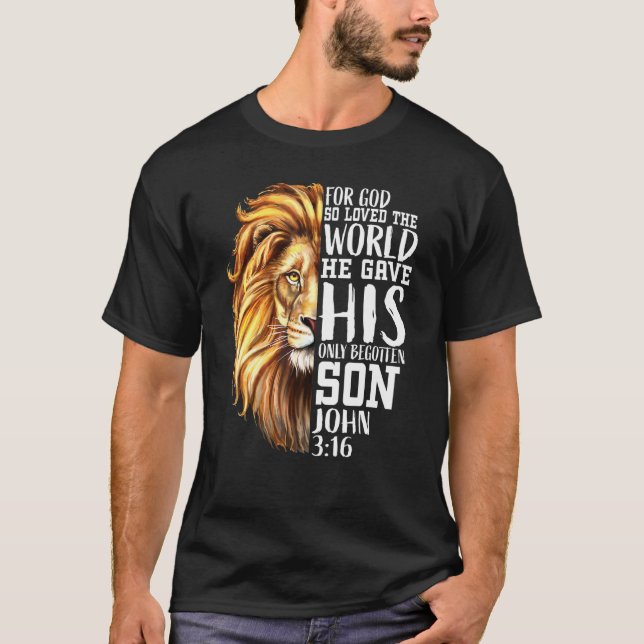 Camiseta John 316 Christian Verse León De Judá Love Faith (Anverso)