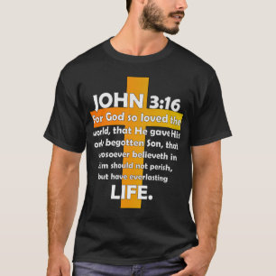 Camiseta John 316 KJV Biblia Verse impreso en la parte tras