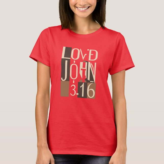 Camiseta John 3:16 Arte de Cubismo Amado (Anverso)
