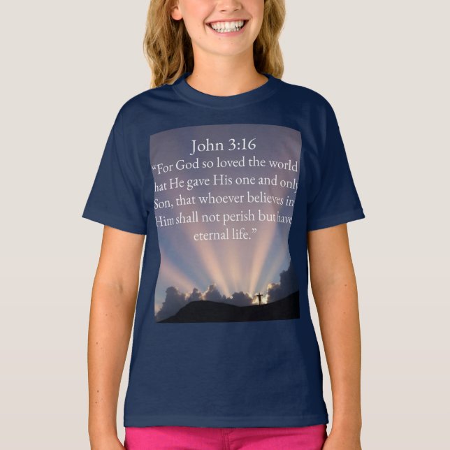 Camiseta John 3:16 Bible Verse Girl's Tee Shirt (Anverso)