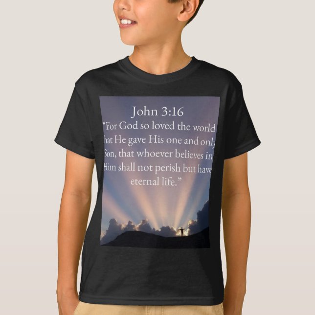 Camiseta John 3:16 Bible Verse Kid's Tee Shirt (Anverso)