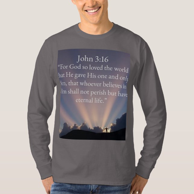 Camiseta John 3:16 Bible Verse Men's Long Sleeve Tee Shirt (Anverso)