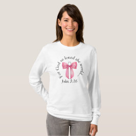 Camiseta John 3:16 Coquette Pink Bow Cross Sweatshirt