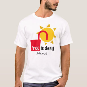 Camiseta John 8:36 Personalizable cristiano LIBRE DE HECHO
