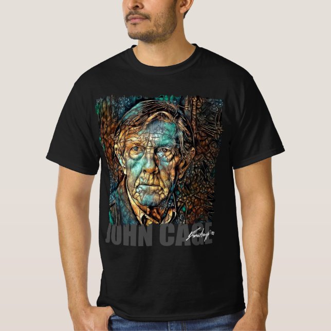 Camiseta JOHN CAGE - Retrato de NFT de Marco Aureggi (Anverso)
