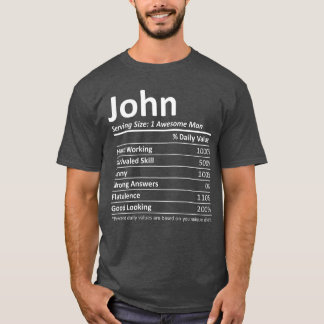 Camiseta JOHN Nutrición Divertido Cumpleaños Nombre Persona