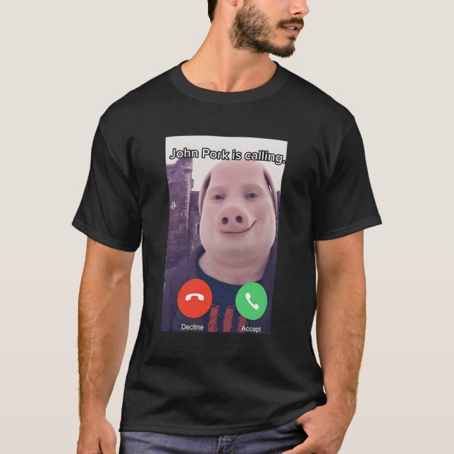 Camiseta John Pork Llama Al Teléfono De Respuesta (Anverso)