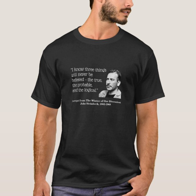 Camiseta John Steinbeck, sé tres cosas, negro (Anverso)