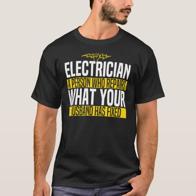 Camiseta Jokes Electrician Husband Memes (Anverso)