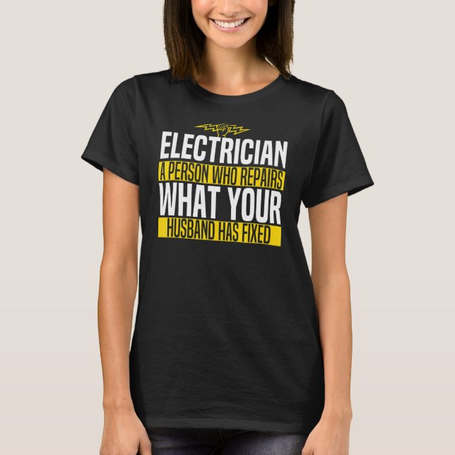 Camiseta Jokes Electrician Husband Memes (Anverso)