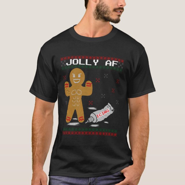 Camiseta Jolly Af Gingerbread Man Body Builder Fea Christin (Anverso)