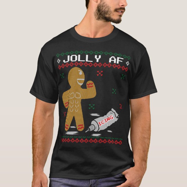 Camiseta Jolly AF Gingerbread Man Body Builder Feo Christin (Anverso)