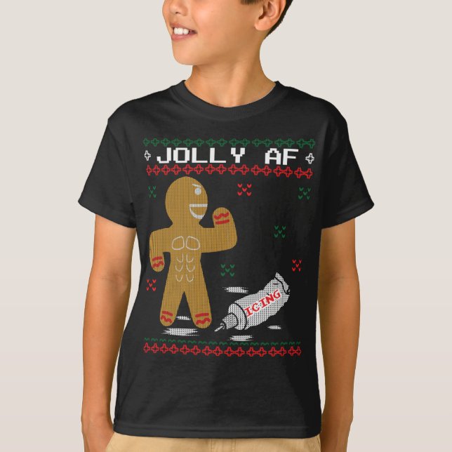 Camiseta Jolly AF Gingerbread Man Body Builder Feo Christin (Anverso)
