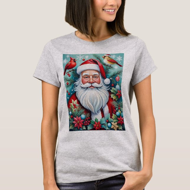 Camiseta Jolly Christmas Santa Clause And Cardinals  (Anverso)